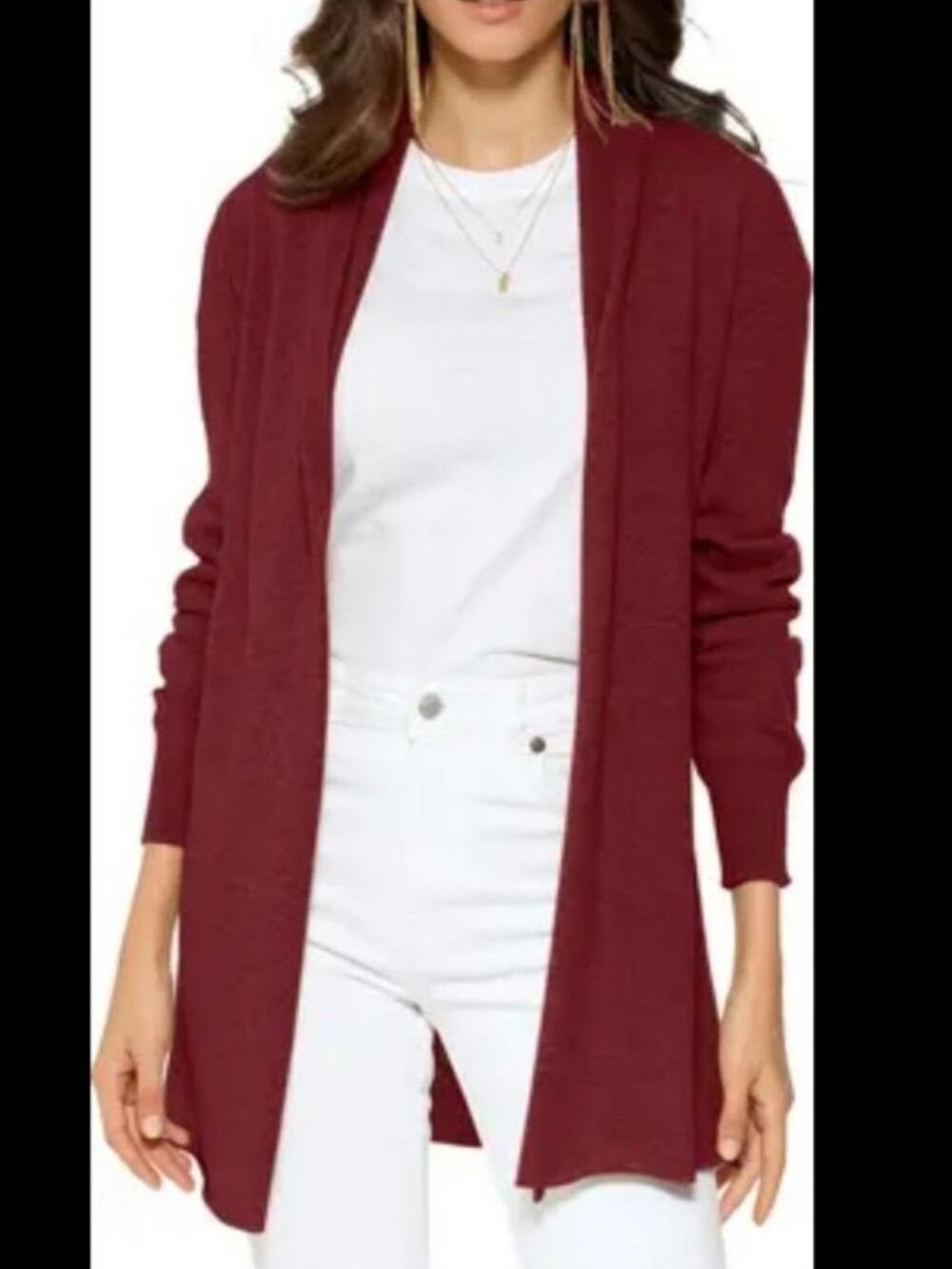 Madewell Alpaca & Wool Blend Open-Front Deep Red Cardigan Medium
